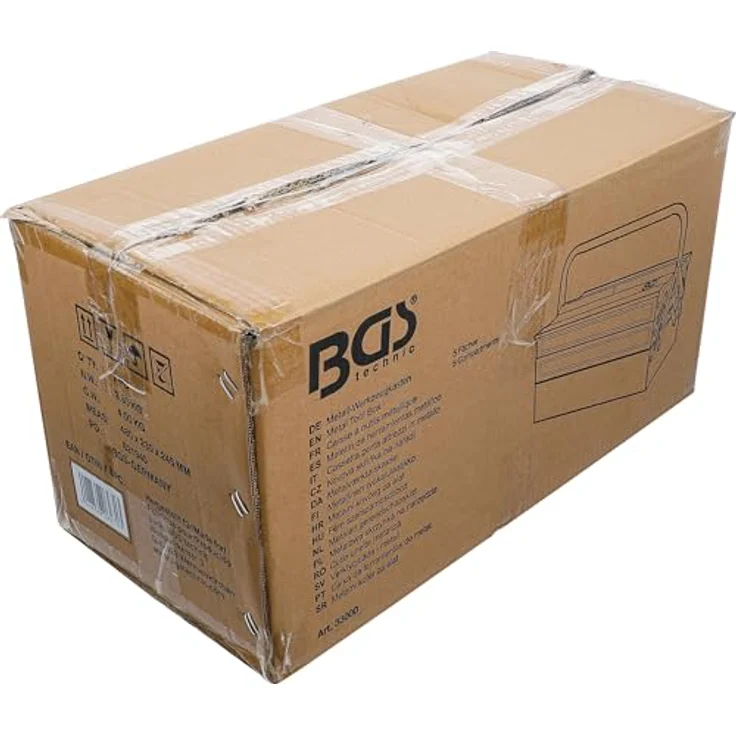 BGS TECHNIC Metall-Werkzeugkasten leer, 5 Fächer, hammerschlagblau, 420 x 200 x 200 mm – Bild 6