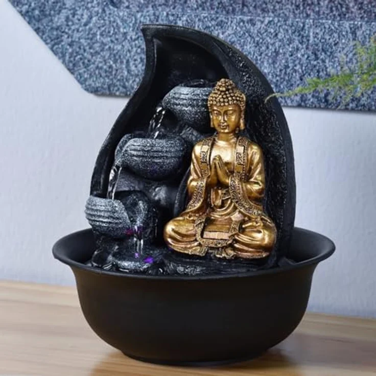 Zen Light Praya Zimmerbrunnen mit Pumpe und LED-Beleuchtung, Kunstharz, Einheitsgröße – Bild 13
