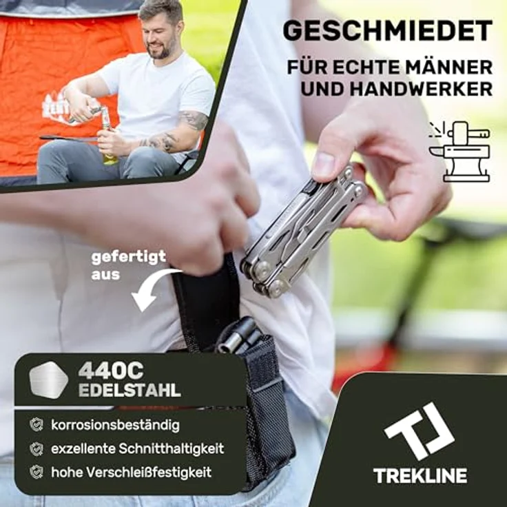 TREKLINE 27-in-1 Premium Multitool Werkzeug Caveman+, rostfreies Edelstahl Survival Multifunktionsmesser mit Snap Lock System, ideale Camping-Ausrüstung – Bild 2