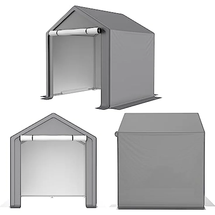 Thanaddo Garagenzelt 6.46m³ Gerätehaus Wasserdichtes Geräteschuppen 190x170x200cm, Fahrradschuppen Aufbewahrungsgarage, Grau – Bild 3