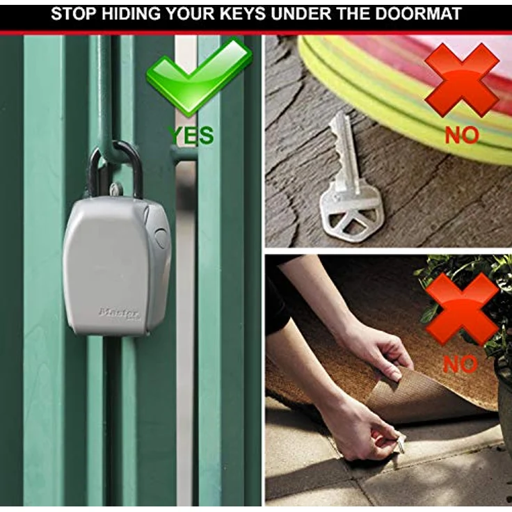 MASTER LOCK Schlüsseltresor mit Bügelhalterung [Large] [Wetterfest] [Bügel] - 5414EURD - Schlüsselsafe, Grau – Bild 2