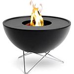höfats BOWL 57 Plancha Set tief - raucharme Verbrennung - Feuerstelle und Plancha Grill - kippbarer Feuerkorb inkl. 2 Plancha Grillplatten - Stahl emailliert – schwarz, Ø 57 cm