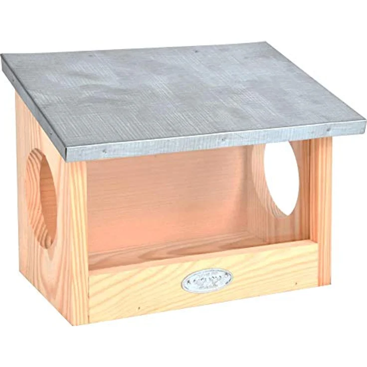Esschert Design Eichhörnchen Futterhaus aus Kiefernholz , 25,3 x 17,6 x 18,7 cm, Nistkasten, Futterstation mit Zinkdach, witterungsbeständig – Bild 2