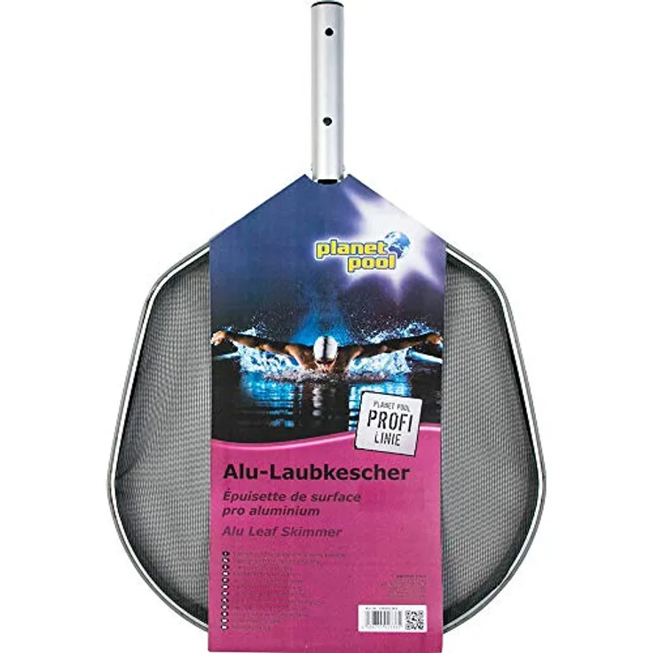 Planet Pool Profi Oberflächenkescher, Alu-verstärkter Rahmen, silber/schwarz, passend für 32 mm Teleskopstangen