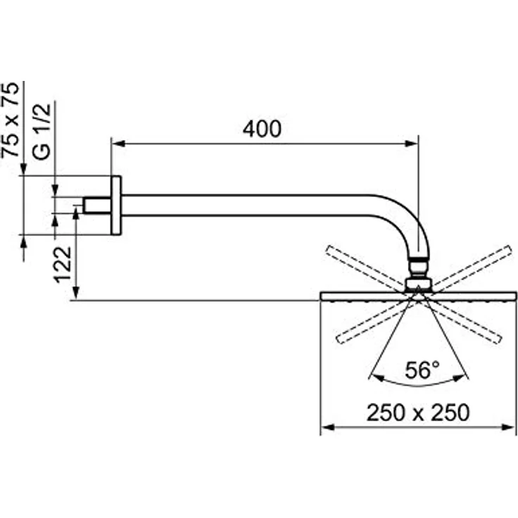 OTTO Hansa Kopfbrause Hansaviva 04180340, Messing quadratisch 250x250 mm, Anti-Kalk-Technik, 400 mm Ausladung, verchromt – Bild 5