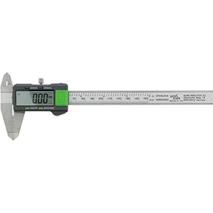 BURG-WÄCHTER Digitaler Messschieber PRECISE PS 7215 mit ZERO - ABS-Funktion für die Einstellung eines relativen Nullpunktes, Angabe in inch & mm umstellbar, aus Aluminium, Messbereich: 0 bis 150 mm, inkl. 1,5 Volt Kopfzelle, in Kunststoffbox, Maße: (B)2 – Bild 3