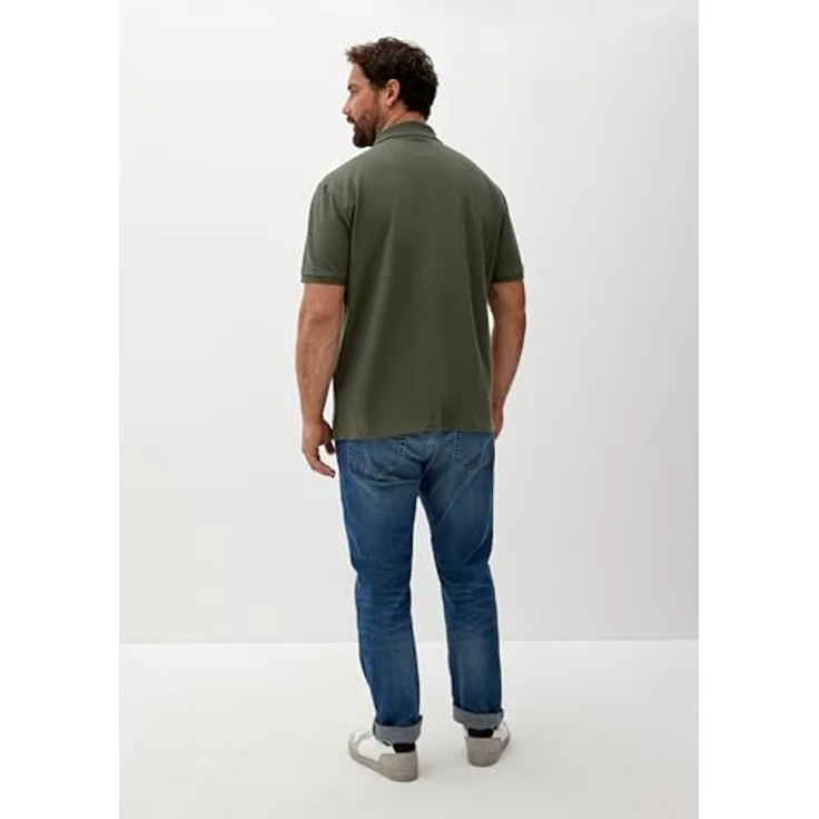 s.Oliver Poloshirt mit Logostickerei, Baumwolle, hüftlang, Rundhalsausschnitt, Jerseystoff (schwarz) – Bild 7