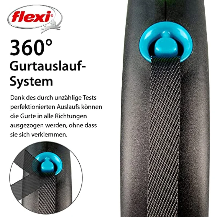 flexi Rollleine Design - Schwarz/Blau - S, 5m, Hundeleine – Bild 3