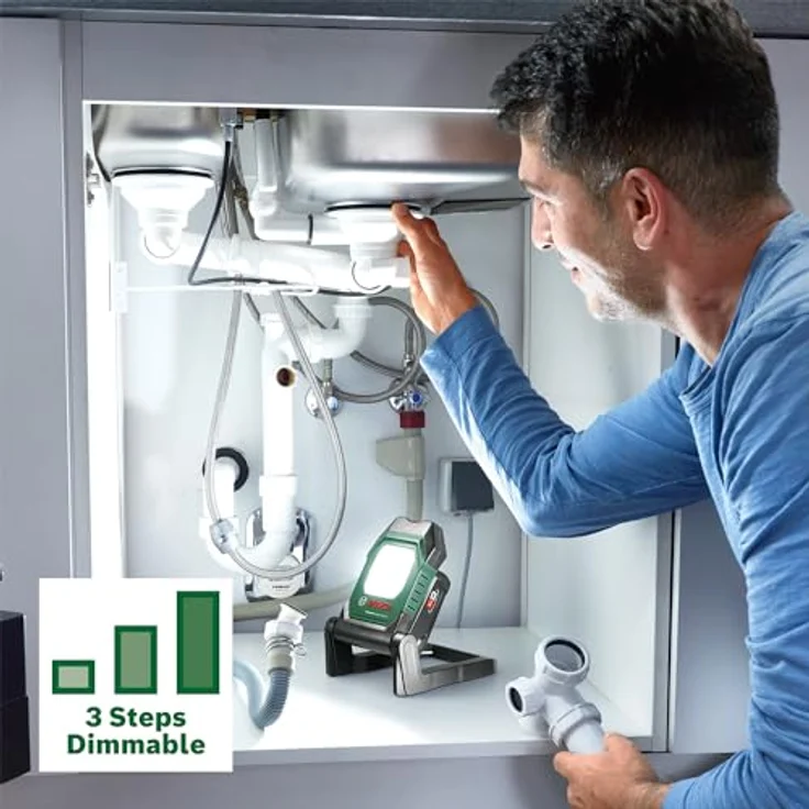 Bosch UniversalWorkLight 18V-2100, Akku-LED-Arbeitsleuchte ohne Akku (max. 2100 Lumen, 3 Helligkeitsstufen, Kopf mit 10 Klapppositionen) – Bild 5