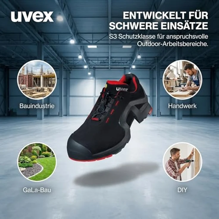 Uvex Safety 1 Sicherheitsschuhe, S1P, Größe 46, ergonomische Konstruktion für optimalen Schutz und Komfort – Bild 6