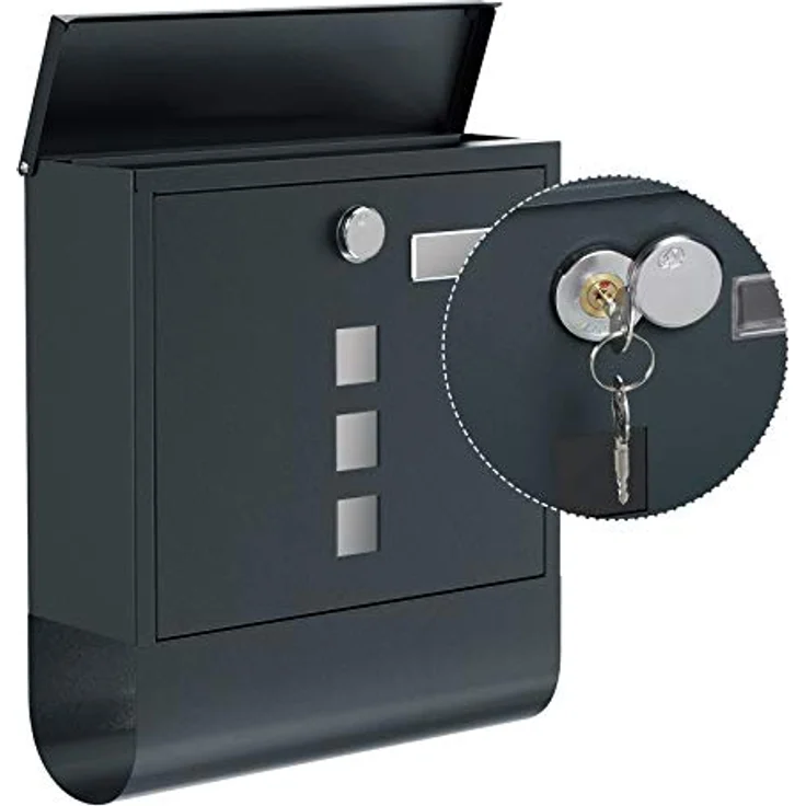 SONGMICS Briefkasten, 2er Set, Wandbriefkasten, Schloss mit Kupfer-Schließzylinder, drehbare Abdeckung, Zeitungsfach, Sichtfenster, Namensschildhalter, abschließbar, anthrazit GMB20AG02 - Preisvergleich – Bild 3