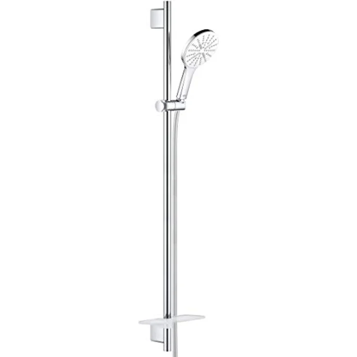 GROHE Rainshower SmartActive Brausestangenset 130, Moon White/Chrom, 3 Strahlarten, 900mm, Silverflex 1,750mm, 8,5l/min – Bild 1