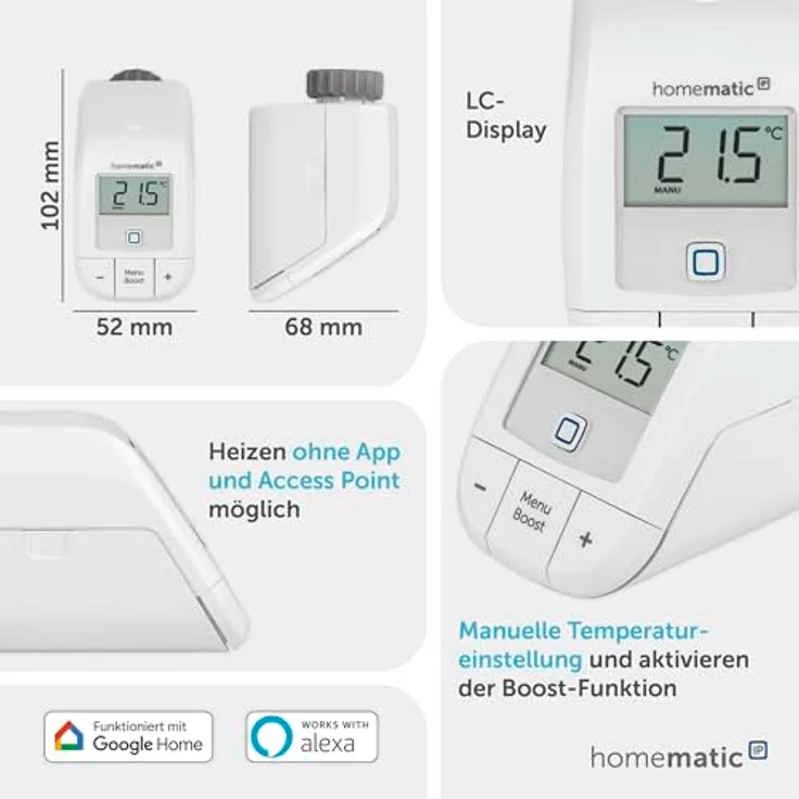 Homematic IP Erweiterungsset Heizen – Basic, digitaler Thermostat für Smart Home, Steuerung per App, kompatibel mit Alexa & Google Home, einfache Installation, energieeffizient – Bild 3