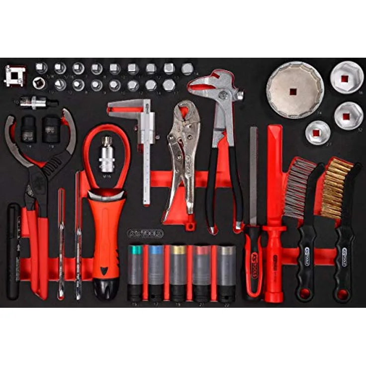 BRILLIANT TOOLS KS TOOLS Öl- / und Reifendienst-Satz, 43-tlg. mit öl- und chemikalienbeständiger Schaumstoffeinlage, feste Anordnung