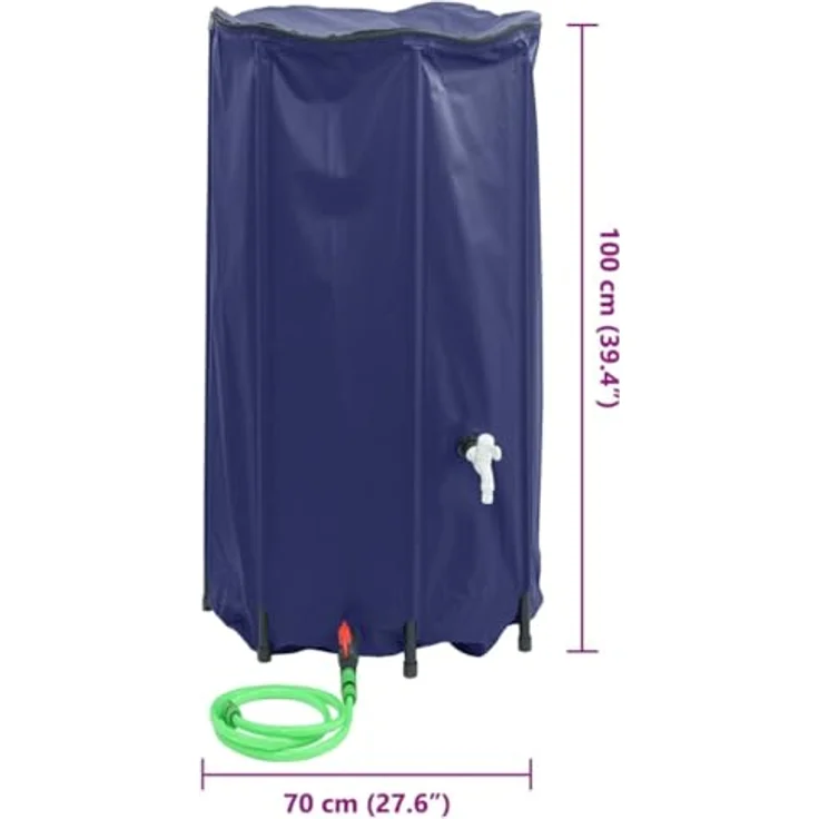 vidaXL Faltbarer Wassertank 380 L PVC mit Wasserhahn, blau, langlebig und reißfest, inkl. Wasserschlauch – Bild 9