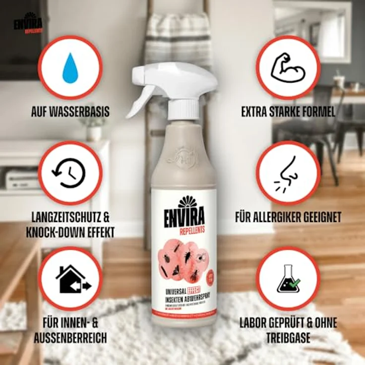 Envira Effect Universal-Insektizid - Insektenspray Mit Langzeitwirkung - Anti-Insekten-Mittel, Wasserbasis - 3 x 500 ml - Effektive Schädlingsbekämpfung ohne lästige Gerüche – Bild 3