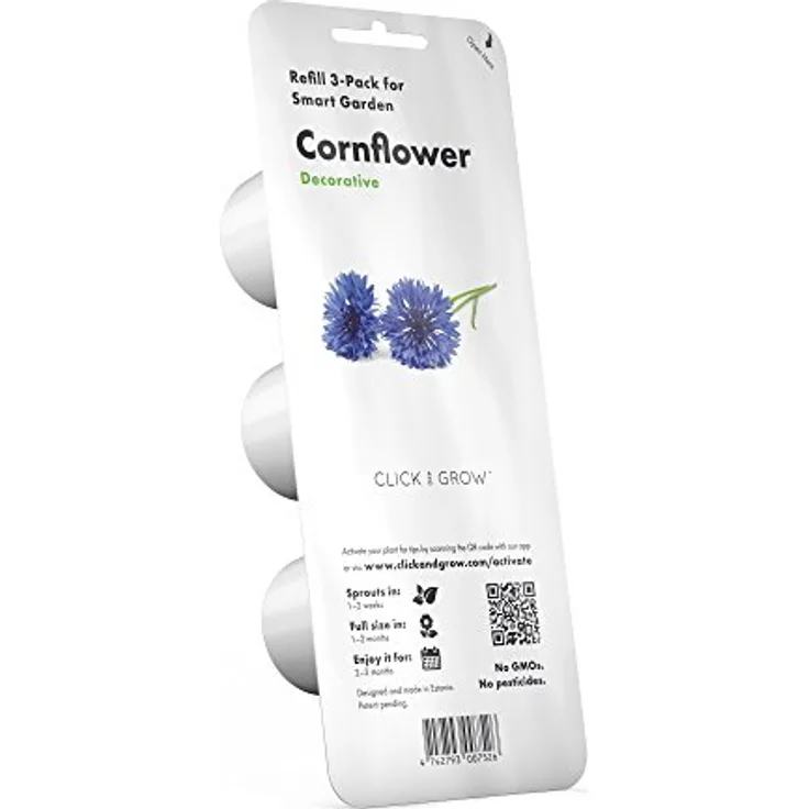 Click & Grow Kornblumen Nachfüllkapseln, 3er-Pack für Smart Garden, 100% biologisch abbaubar, einfaches Anpflanzen ohne Aufwand
