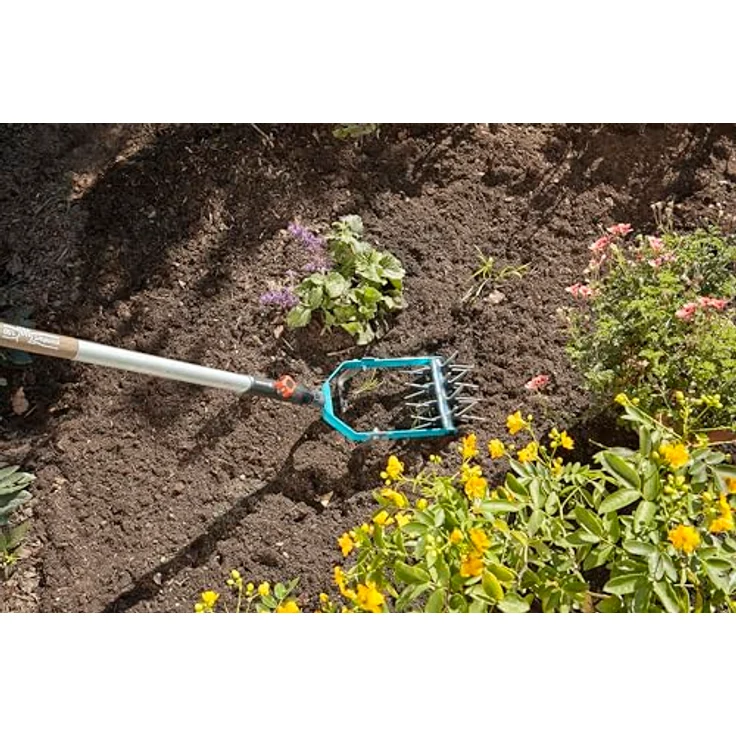 GARDENA combisystem-Sternfräse mit Jätemesser: Gartenfräse zur Saatvorbereitung und Bodenlockerung, 14cm Arbeitsbreite, aus hochwertigem Qualitätsstahl, Duroplast-beschichtet, Räder verzinkt (3195-20) - Preisvergleich – Bild 3