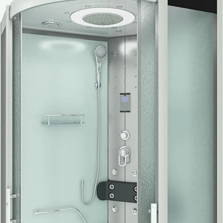 SeniorBad Dampfdusche D58-10M2, Duschtempel mit Sauna-Funktion, 90x90 cm, Weiß, inkl. Dampfgenerator, Regendusche und Aromatherapie – Bild 6