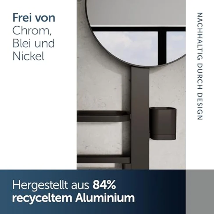 Ideal Standard Beauty Kosmetikspiegel-Set Bar M700, höhenverstellbare Wandhalterung, großer Spiegel Ø 328 mm, schwarz matt – Bild 5