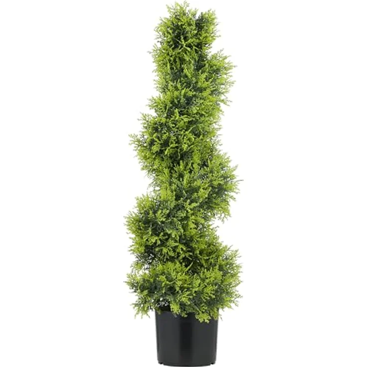HOMCOM Künstliche Zypresse 90cm, UV-beständige Kunstpflanze in Spiralform mit 693 PE-Blättern, pflegeleicht im schweren Topf für Innen- und Außenbereich – Bild 1