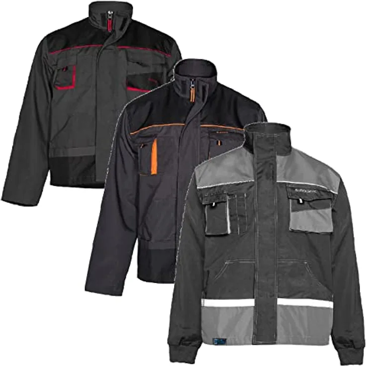 Artmas Arbeitsjacke Classic Grau, professionelle Sicherheitsjacke für Industrie und Baugewerbe