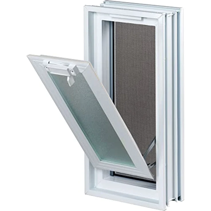 Fuchs Design Lüftungsfenster (189x384x80 mm) Weiß anstatt 2 Glasbausteine im Format 19x19x8 cm – mit Fliegengitter – Bild 1