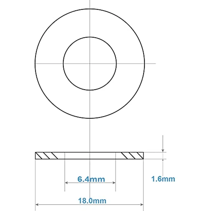 MeHurr Unterlegscheiben M6, 50 Stück Beilagscheiben aus Edelstahl A2 V2A 304, DIN 9021 / ISO 7093, Außendurchmesser 18mm, korrosionsbeständig für Schrauben & Muttern – Bild 3