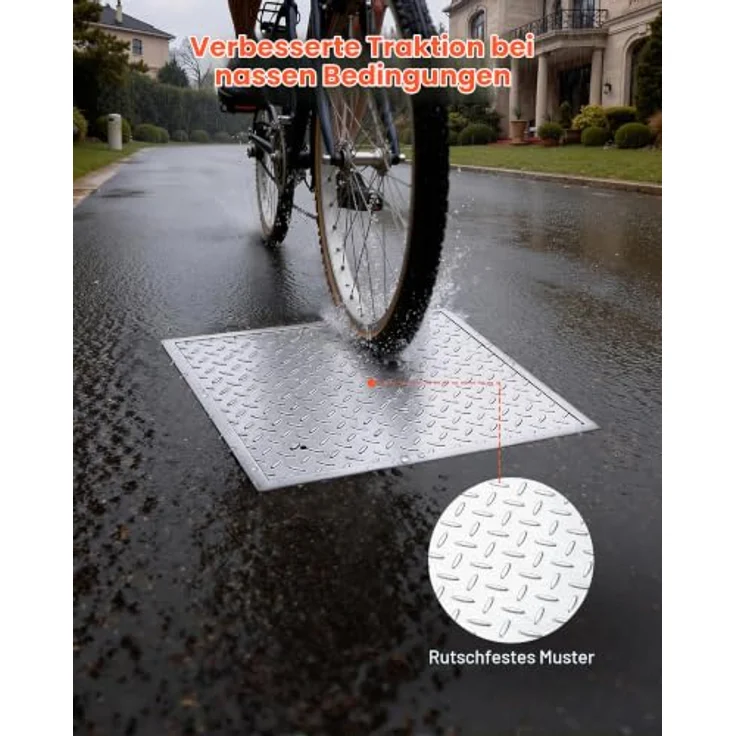 VEVOR Schachtabdeckung mit Rahmen 50 x 50 cm, Hochbelastbarer rutschfester Gullydeckel aus Kohlenstoffstahl für Gehwege und Gärten – Bild 5