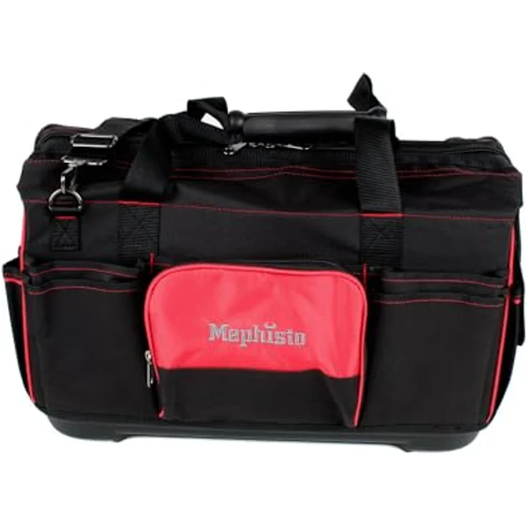 Mephisto Werkzeugtasche "Echo", Schultertasche aus 600D Polyester, wasserdicht, 27L, schwarz/rot, Traglast 30 KG, ergonomischer Tragegriff – Bild 3