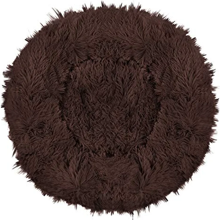 SPRINGOS Hundebett Liegeplatz Rund Kunstfell Schlafplatz Komfortabel Kuschelig Anti-Rutsch-Unterseite (100 cm, Braun) – Bild 5