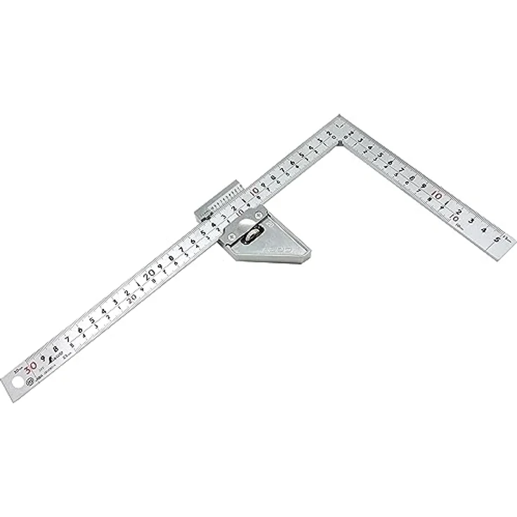 Shinwa 12513 Zimmermannswinkel 30x15cm by FAMEX (12486), mit Stopper, Tischlerwinkel, Messwinkel, Schreinerwinkel - Made in Japan – Bild 3
