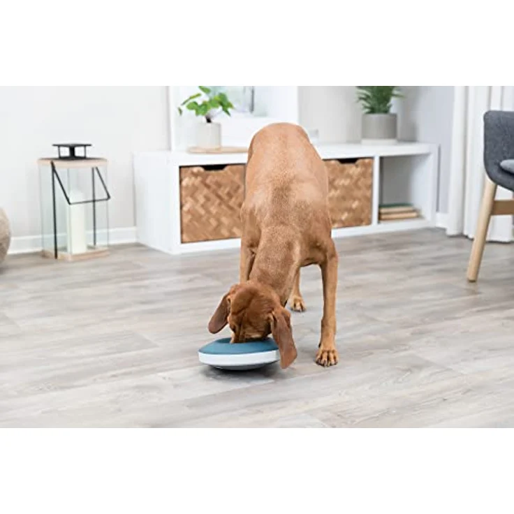 TRIXIE Slow Feeding Rocking Bowl, Kunststoff/TPR, 0,5 L/Ø 23 cm, Grau/Blau - 25285 – Bild 3