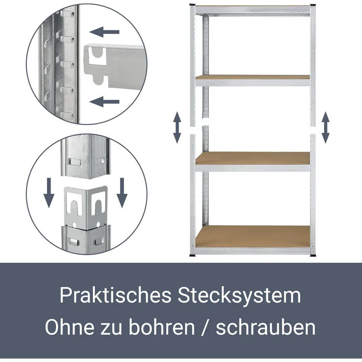 Juskys Easy 2er Set Lagerregal aus Metall mit 8 Einlegeböden 160 x 80 x 40 cm – Bild 7