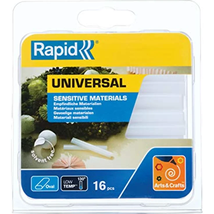 Rapid Niedertemperatur Klebesticks Transparent Universal, 16 Ovale Klebesticks 94mm Länge, zum Basteln und Dekorieren, für Niedertemperatur Klebepistole – Bild 1
