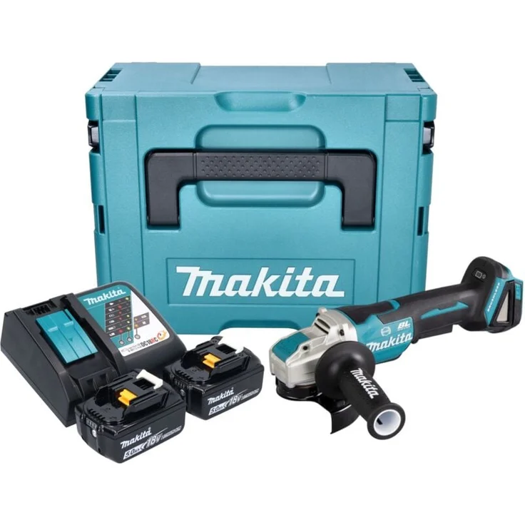 Makita DGA 520 RTJX1, Akku Winkelschleifer 18 V 125 mm X-LOCK Brushless mit 2x 5,0 Ah Akku, Ladegerät und Makpac