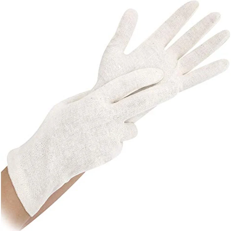 FRANZ MENSCH Hygostar Baumwoll-Handschuhe NATURE, Größe M, natur, waschbar bis 60°C, lebensmittelecht, handgearbeitet – Bild 1