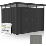 Juskys Gerätehaus Luzern 8,6 m² - Metall Geräteschuppen mit Türen & Fenstern - wetterfest & abschließbar - Anthrazit