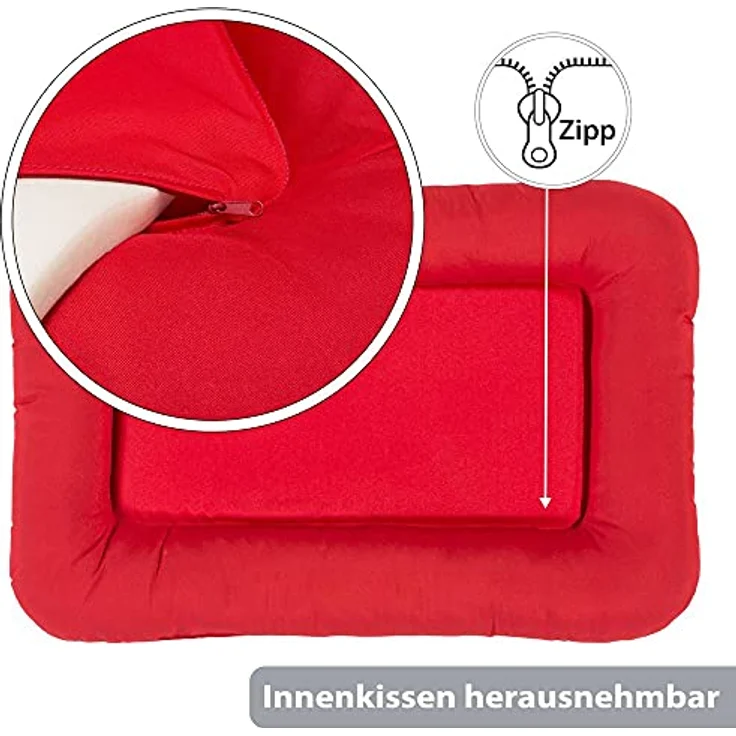 KAHU® Hundebett mit Viskoschaum Hundebett mit Viscoschaum I orthopädischer Hundekorb mit Memory-Schaum I Schmutz & Wasserabweisendes Hundekissen I Farbe: Rot I Größe: 66x89cm – Bild 4