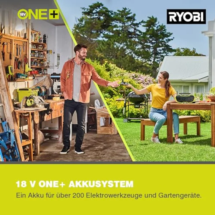 Ryobi RY18LT23A-0 18 V ONE+ Akku-Rasentrimmer (Schnittbreite 23 cm, EasyEdge für Wechsel zwischen Kanten- und Trimmmodus, inkl. 1 x Fadenspule, ohne Akku & Ladegerät im Karton), Grün – Bild 4