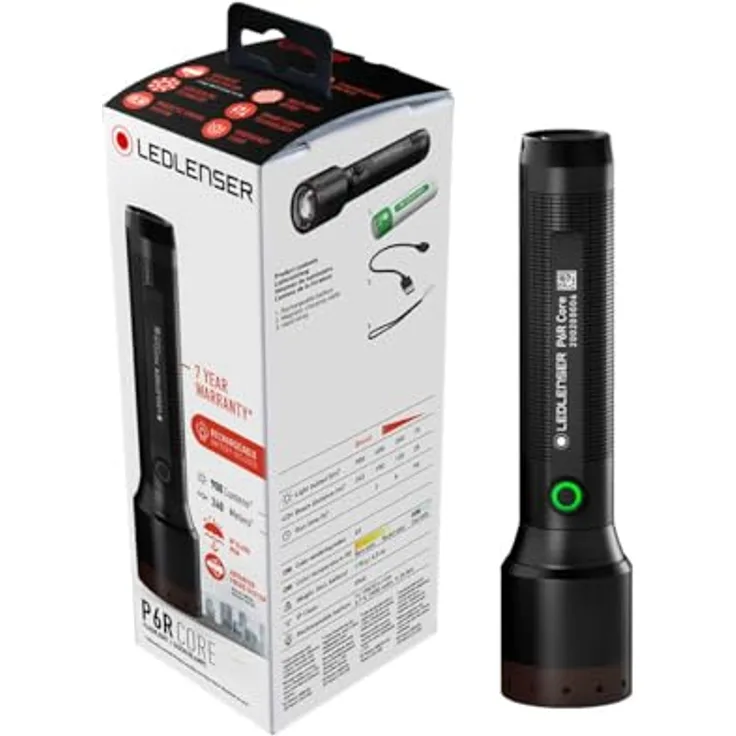 Ledlenser P6R Core Taschenlampe (15.70 cm, 900 lm) - IPX8 wasserdicht, 240 m Leuchtweite, stufenlos dimmbar