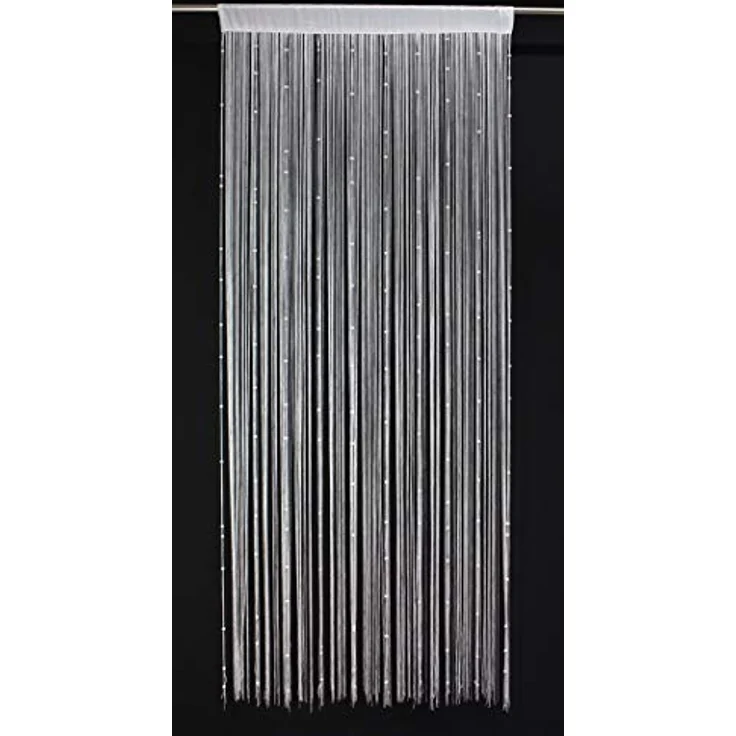 Dekoleidenschaft Fadenvorhang Weiße Perlen 90x220 cm, Insektenschutz-Vorhang für Balkon- und Terrassentür – Bild 3