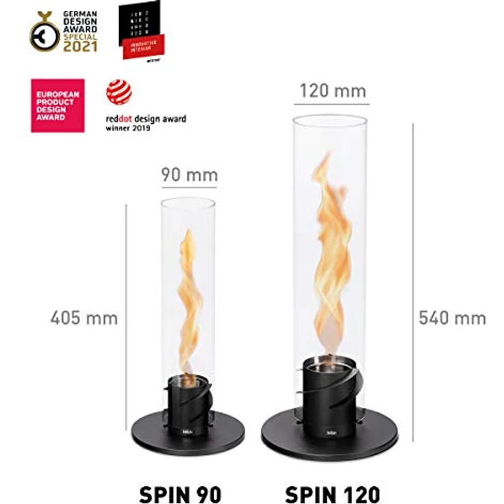 höfats - Spin 90 Schwarz - Tischkamin für Indoor und Outdoor - Tischfeuer, Windlicht, Gartenfackel und Bioethanolkamin aus Edelstahl – Bild 2