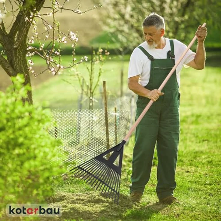 KOTARBAU® Laubrechen 43 cm, Kunststoff ohne Stiel, schwarz, für Laub, Moos & Heckenschnitt – Bild 2