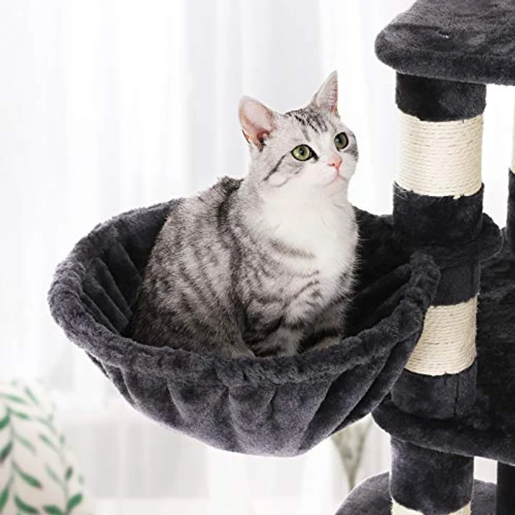 Feandrea Sweet Dreams (92 cm, Gray), Katzenbaum mit Futternapf – Bild 6