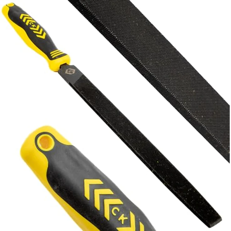 C.K Werkstattfeile flach, 250 mm, mit ergonomischem Zwei-Komponenten-Griff, schwarzoxidierter Kohlenstoffstahl, Hieb 2 – Bild 1
