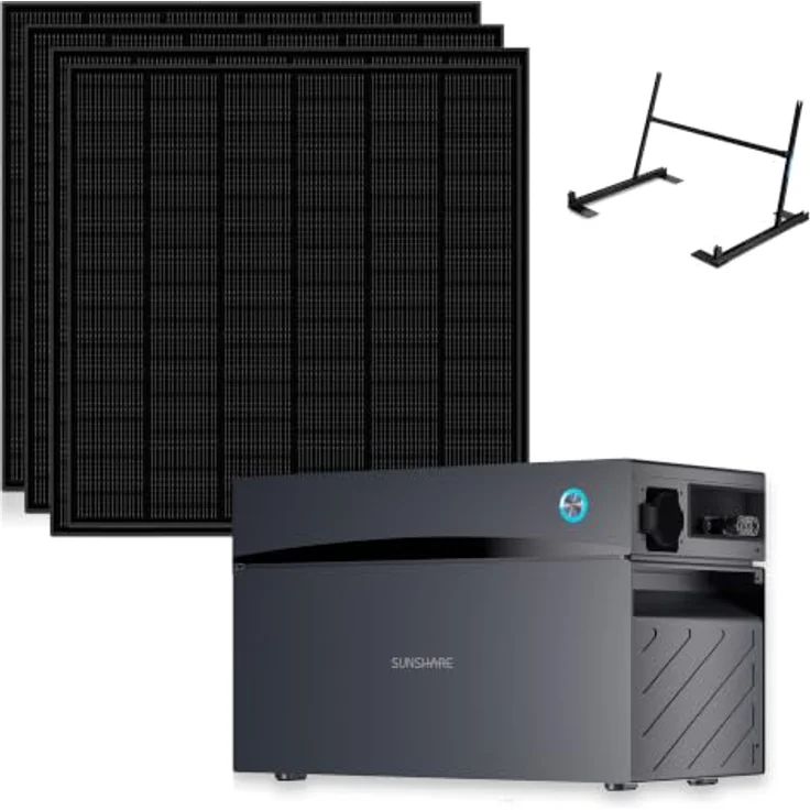 SUNSHARE Ray 1140 W Balkonkraftwerk Set, 2 kWh Glory Speicher mit Halterung, kompakte N-Typ TOPCon Solarmodule und App-Steuerung – Bild 1