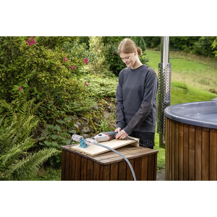 Wolfcraft Bohrmaschinenpumpe Pro, Wasserpumpe mit bis zu 3000 L/h Förderleistung, selbstansaugend bis 30 m