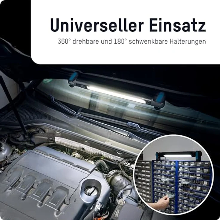 ANSMANN LED Arbeitsleuchte, aufladbare Inspektionsleuchte mit Magnethalterung und Haken, 3000 Lumen, bis zu 8 Stunden Leuchtdauer, USB aufladbar, spritzwasser- und stoßfest – Bild 5