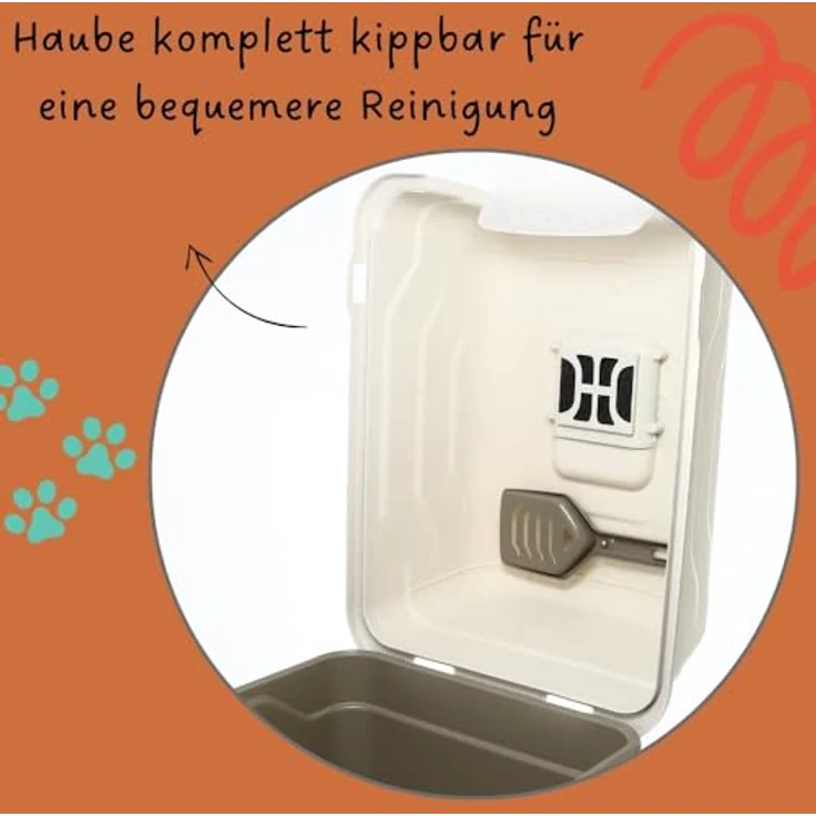 2X Katzenklo mit Deckel Schaufel Aktivkohlefilter - Haube kippbar - große XXL Katzentoilette Katzen WC Klo Doppelpack Sparpaket – Bild 4